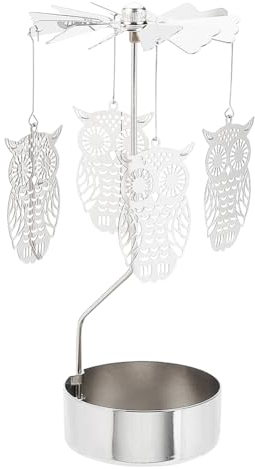 OLYCRAFT Eulen Drehender Kerzenständer Rotierender Kerzenhalter Drehender Teelicht Kerzenhalter Silberner Rotierender Metall Kerzenhalter Für Geburtstag Hochzeit Jahrestag Party Tischdekoration