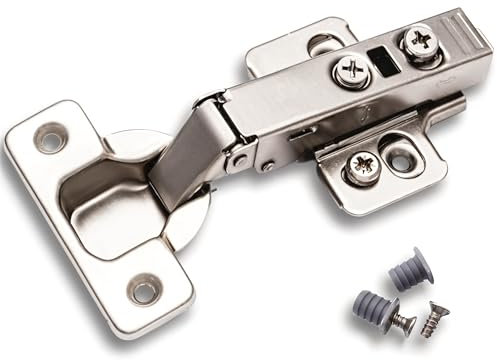 Berta 6 Pieces Full Overlay Frameless Soft Closing European Hinges, 110 Degree 3D Adjustable Clip On Concealed Kitchen Cabinet Door Hinges with Dowels