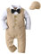 Lito Angels Esmoquin Mono Mameluco Trajes Formal con Sombrero Gorra para Bebe Niños Talla 18-24 Meses, Caqui (Número de Etiqueta 95)