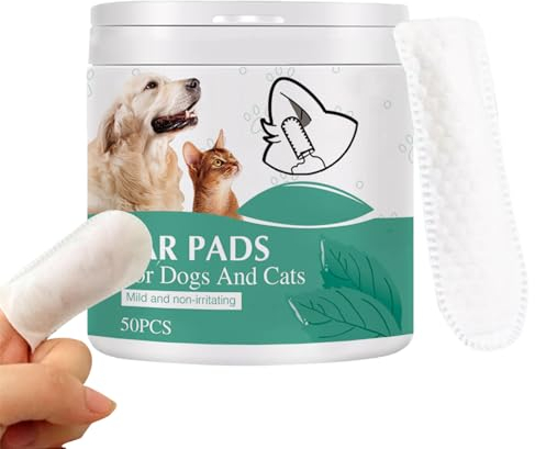 50 Dog Ear Cleaner Wipes Finger Dog Ear Wipes Finger Pads Pet Ear Finger Wipes Pet Ear Cleaning Finger Pads for Cats Small Pets