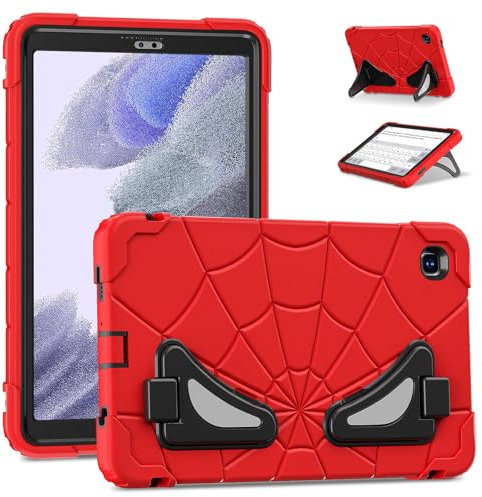 Tablet Case for Samsung Galaxy Tab A7 Lite Case 8.7 inch 2021(SM-T220/T225) Kids Firendly, Unique Spider Web Design, Heavy Duty Shockproof, Built-in Kickstand, Red Black