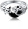 Mondring Sterling Silber Mond Schwarzer Onyx Ring Gothic Hexenschmuck für Frauen (54(17.3mm))