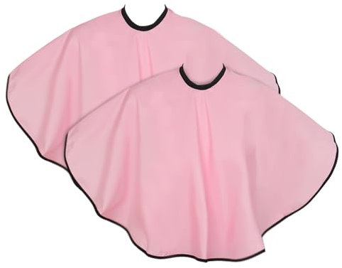 2 Stück Kurzer Friseurumhang, Haarschnitt Friseurumhänge, Nylon Shampoo Umhänge, Faltbarer Friseursalon Make-up Umhang, Atmungsaktiv Haarschneide Schal, Haarschneideumhang mit Klettverschluss (Pink)