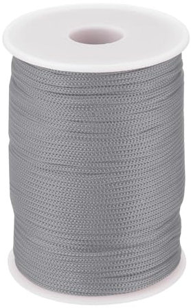 QUARKZMAN 2mm Cuerda de Polipropileno Trenzada, 100m Nylon Cuerda Nailon Hilo de Abalorios Cordón Trenzado Hueca para Manualidad DIY Tendedero, Camping, Bisutería, Gris Oscuro