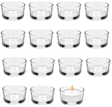 Mini Portavelas, 15 Piezas de Tarros Portavelas, Tarros Portavelas con 4,3-4,5 cm de Diámetro, Mini Portavelas, Portavelas, Tarros Portacandelitas Transparentes, para Mesas Familiares, Bodas