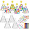 HOWAF Silvester Deko 2025 zum Ausmalen, 12 Silvester Partyhüte zum Ausmalen, Silvester Hüte Silvester Party Hüte, Ausmal Silvester Spiele für Kinder Silvester Accessoires, Happy New Year Deko 2025