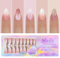 GZMAYUEN 150Ppcs Faux Ongles Press on Nails Dégradé Nu Amande, 3 in 1 Changement de Couleur Nude Couverture Intégrale Fake Nails Faux Ongles Reutilisable pour Femmes et Filles