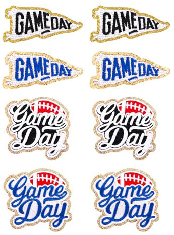 8 Stück Gestickte Patches zum Spieltag, Groß und Klein Aufnäher mit Footballhelm-Logos Aufnäher mit Footballhelmen Chenille-Applikation für selbstgemachte Kleidung Mützen