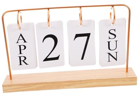 GRIRIW Rustic Perpetual Desk Calendar Creative Iron Calendar Daily Desktop Decor for Home Maintenance Stylish Farmhouse Desk Accessories
