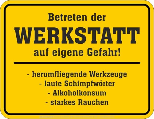 Witziges Deko Blechschild für die Werkstatt