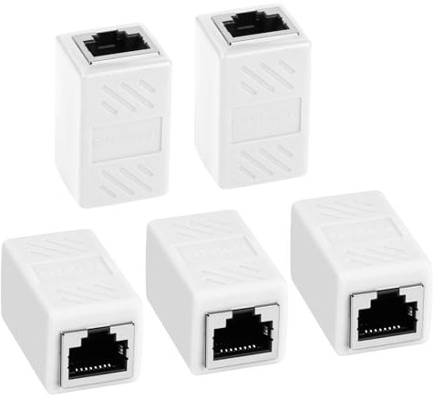 AXFEE RJ45 Coupler, 5Pcs RJ45-Couplers Female to Female, Cat6 Ethernet Cable Connector, LAN Network Connectors, Ethernet-Extender Adapter for Cat8/Cat7/Cat6/Cat5e/Cat5 (White)