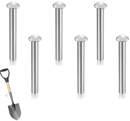 6 Pcs M6 X 50 Mm Solid Round Head Aluminum Rivets, Aluminum Alloy Countersunk Solid Rivets, for Shovel Spade Fork Rake Hoe Handle Repair, Household Industrial Garden Tool