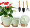 JNEYVIC 8 PCS Macetas con Sistema Autoriego, Macetas con Riego Automático Verde, Maceta con Plato y Herramientas de jardinería, Maceta Decorativa para Interior, Balcón y Jardín-17,7/16,5/15/14/12,7cm