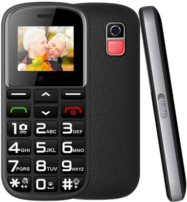 PPLDABNK Senior Cell Phone Unlocked SOS Big Button Senior Basic Phone Large Screen High Volume Unlocked Mobile Phone for Elderly with Charging Dock,Black