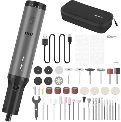 VMYTH iPen E2 Mini Electric Engraving Pen, Rechargeable Cordless Rotary Tool Kits, 44 Accessories, 5 Variable Speed, Max 28000 RPM, DIY Craft Tools for Carving, Sanding, Polishing, Cutting, Drilling