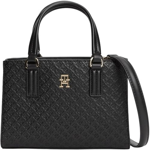 Tommy Hilfiger Damen Tote Bag Tasche Daily Mini mit Monogramm-Prägung, Schwarz (Black), Einheitsgröße