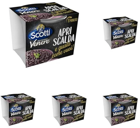 Riso Scotti Apri Scalda e Gusta Venere, Cup di Riso Italiano Monoporzione, Pronto in 1 Minuto, 200g (Confezione da 5)