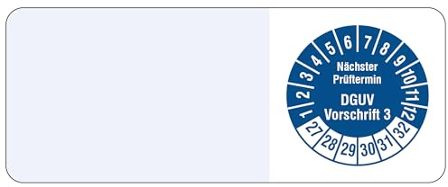 Labelident Kabelprüfplaketten 20 x 50 mm für Kabel-Ø 6,0-12,0 mm - Nächster Prüftermin DGUV Vorschrift 3-1.000 Prüfplaketten auf Rolle 2027-2032