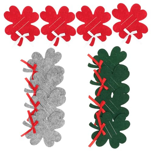 Healvian 12 Stück Weihnachtliches Filz Geldtäschchen im Vierblättrigen Kleeblatt Design Leichter Kartenorganisator und Geldklammer für Festliche Anlässe und Geschenkideen