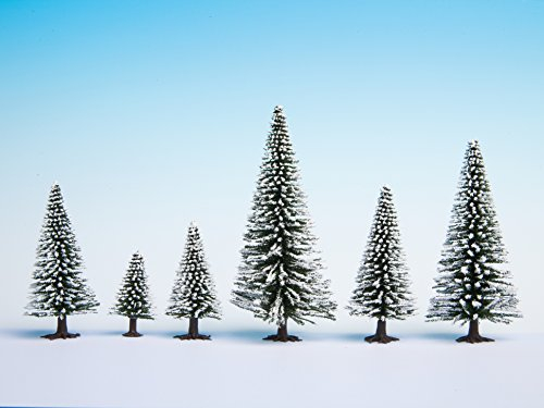 NOCH® Schneetannen, Winterlandschaft Nadelbäume, 25 Stück, 5-14 cm für Spurweiten H0 und TT im Modellbau und zur Winterdekoration