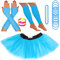 REDSTAR FANCY DRESS - Tutu-Röckchen, Beinstulpen, Netzhandschuhe, Perlenkette, schmale Gummiarmbänder und breite Armbänder - Neonfarben - Türkis - 40-48