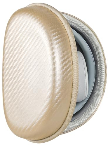Geekria Shield Headphone Case Compatible with Beats Solo 4/3/2/HD, Replacement Hard Shell Travel Carrying Bag with Cable Storage (Gold)