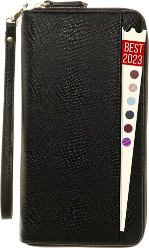 Reisepass Tasche – Passport Hülle RFID Reisepasshülle Familie Leder Reisepass Hülle Reiseunterlagen Mappe für Reiseunterlagen Reisepass Etui Reise Organizer Tasche Travel Wallet Pass hülle