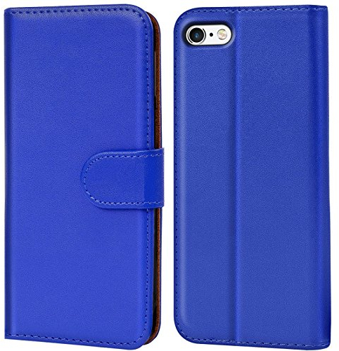 Verco iPhone 5 / 5s / SE Hülle, Handyhülle für Apple iPhone SE 1. Gen. Tasche PU Leder Flip Case Brieftasche - Blau