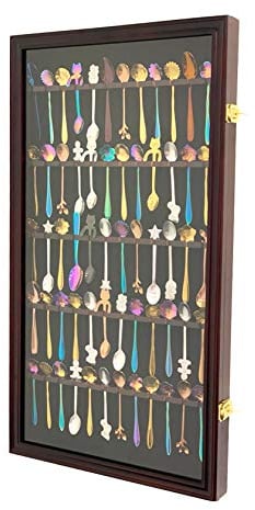 DECOMIL - Présentoir mural pour 60 cuillères - Protection UV - Verrouillable (finition cerise)