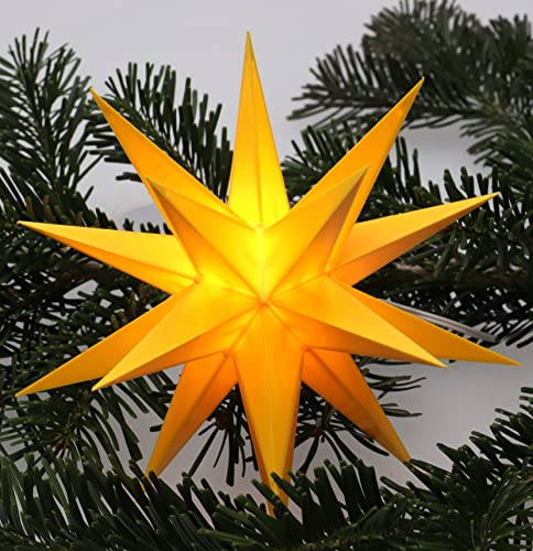 GURU SHOP LED Ministern Baltasar für Innen, Außen - Gelb/Komplettset mit Batteriebox 3xAA, 4,5 V, Kunststoff, 18x18x18 cm, Weihnachtsstern, Adventsstern
