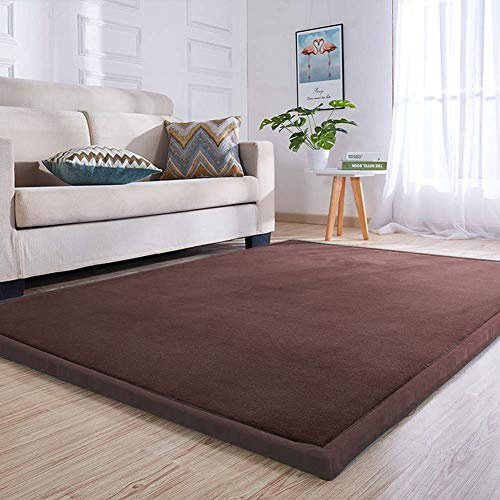 Loartee Samtmatte Teppich Matte,Kinderteppich Krabbeldecke Groß,3cm Dick Krabbelteppich,Gymnastik Teppich,für Baby,Kinderzimmer,Schlafzimmern(Kaffee,180x200cm)