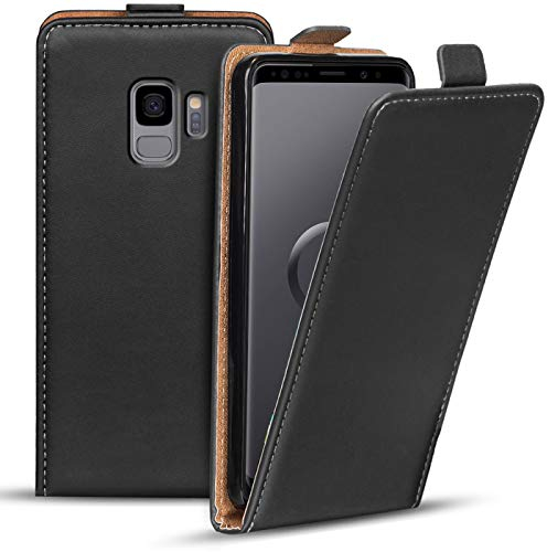 Verco Flip Cover für Samsung Galaxy S9 Case, Flipstyle Schutzhülle für Samsung S9 Hülle Kunstleder Tasche vertikal klappbare Handyhülle, Schwarz