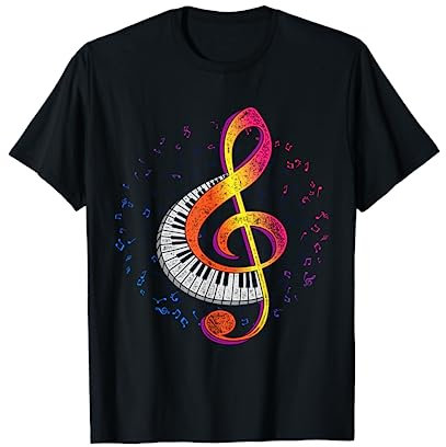 Piano Musik Notenschlüssel Pianist Geschenk Klavier T-Shirt
