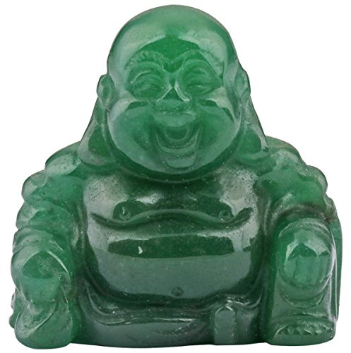 mookaitedecor Grüner Aventurin Glücklicher Buddha Geschnitzte Figur | Kleinner Buddha Edelstein, Buddhismus Deko Kristall Geschnitzte Statue Figuren Taschenstein Heilende Spirituelle Deko