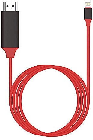 Adaptateur Lightning vers HDMI, certifié Apple MFi 1080p HDTV Compatible avec iPhone, iPad, connecteur d'écran de synchronisation AV numérique sur téléviseur HD, projecteur (Rouge)