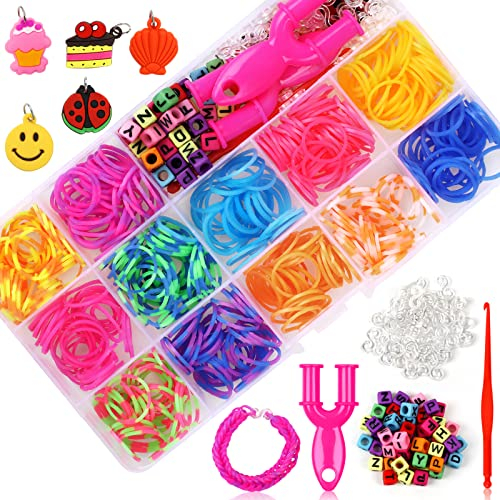 SONEER Loom Bänder Set, 600 Stück Loops Gummis, Bunt Loom Gummibänder Set für Mädchen Jungen Kinder Geschenk DIY Armband Basteln