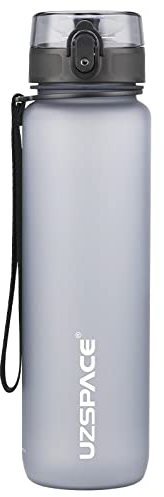 OM SUPPLIES Bouteille d'eau avec infuseur à fruits, 1000 ml, sans BPA, plastique Tritan non toxique, étanche (gris)