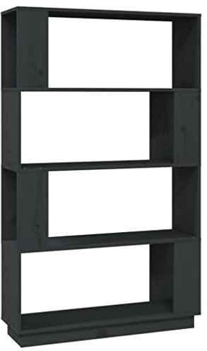 vidaXL Bücherregal Raumteiler Standregal Aktenregal Wandregal Regal Raumtrenner Aufbewahrung Büroregal Grau 80x25x132cm Massivholz Kiefer