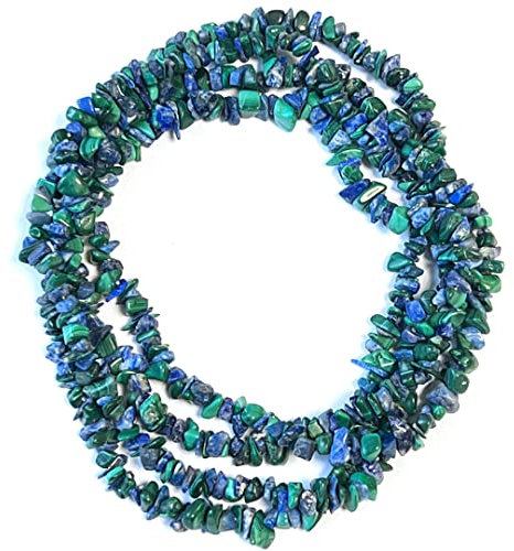 Azurit-Malachit Edelstein Splitterkette Chipskette Halskette 90 cm lang