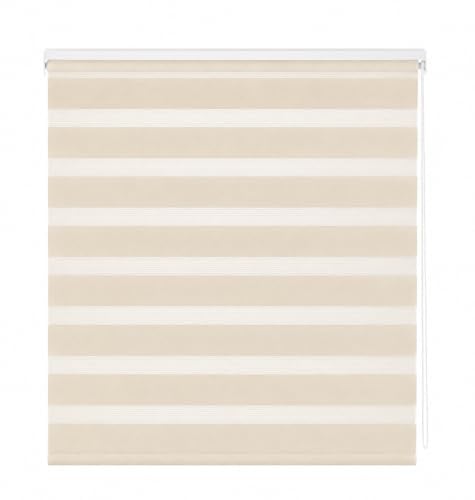 Estoralis | Vera | Doppelrollo Keine Kassette | Doppelter Stoff, Tag und Nacht | Farbe - Beige | 125 x 180 cm. (Breite/Höhe) Stoffgröße 122 x 175 cm. | Rollos für Fenster und Türen