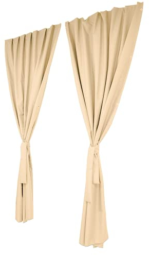 Grand Filippo Gardine 150x240 cm Ecru - Outdoor Vorhang Wetterfest mit ösen - Langlebige und Wetterfeste Sonnenblende - Gardine mit Stahlseil Set - Vorhänge für Aussenbereich