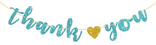Halodete Dankeschön-Banner, Verlobungsbanner, Hochzeit – Thanksgiving-Party-Girlande, Wimpelkette, Party-Dekorationen – blauer Glitzer