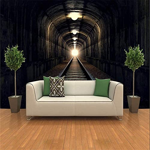 U-Bahn-Tunnel Fototapete Abziehen Und Aufkleben Selbstklebende Tapete Abnehmbare Große Aufkleberfolie Wanddekoration Druckbild Bild Wandaufkleber Wandposter Kinderzimmer 140 (Breite) x 70 (Höhe) cm