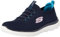 Skechers Cumbres, Zapatillas Mujer, Ribete Azul Marino de Punto Verde Azulado Rosa, 36 EU
