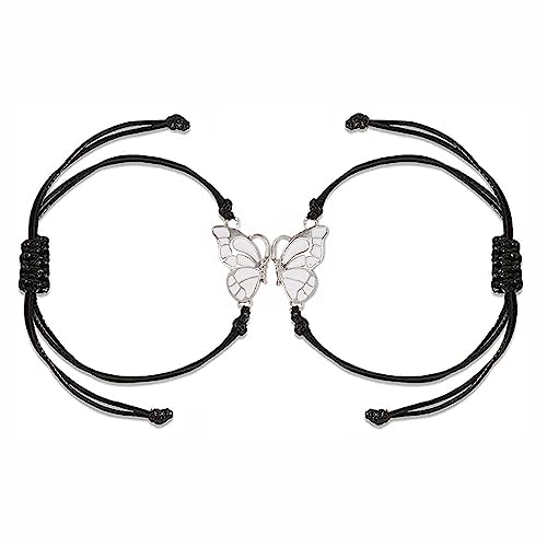 Lucktao Freundschaftsarmband mit Schmetterling Armband, 2 Stück Beste Freundin Armband,Schwester Armban,Handgefertigt Beziehung Armbänder Geburtstag Geschenk Für Mädchen Frauen Mutter Töchter