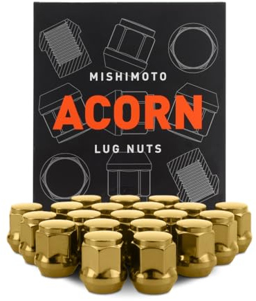 Mishimoto Stahl-Radmuttern, M12 x 1,5, Eichelsitz, 20-teiliges Set, Gold