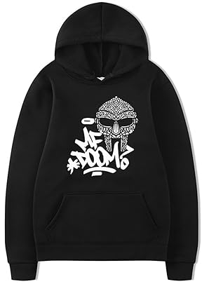 Spring and Autumn Rapper Mf Doom Printed Hoodie Herren Damen Kapuzen Sweatshirt Hip Hop Street Top (Color : 1, Size : S)