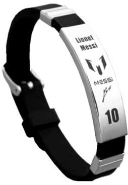 GAUEIOUR Messi10 Bracelet en acier inoxydable et silicone pour fan de football