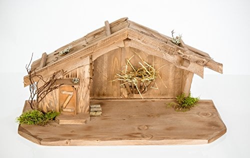 Woidwerk Manufaktur Weihnachtskrippe aus Holz - Braun (W08) Krippe Krippenstall Weihnachten Weihnachtskrippen Tischkrippen Krippenfiguren