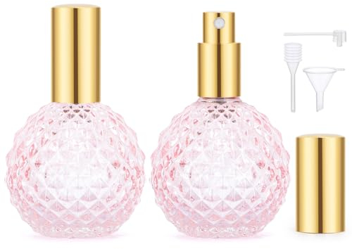Segbeauty Parfümzerstäuber, 2 Stück 100ml Parfum Flaschen Glas, Parfum Zerstäuber für Unterwegs, Handtasche, Reisen, Ferien, Reise Essentials (Rosa)